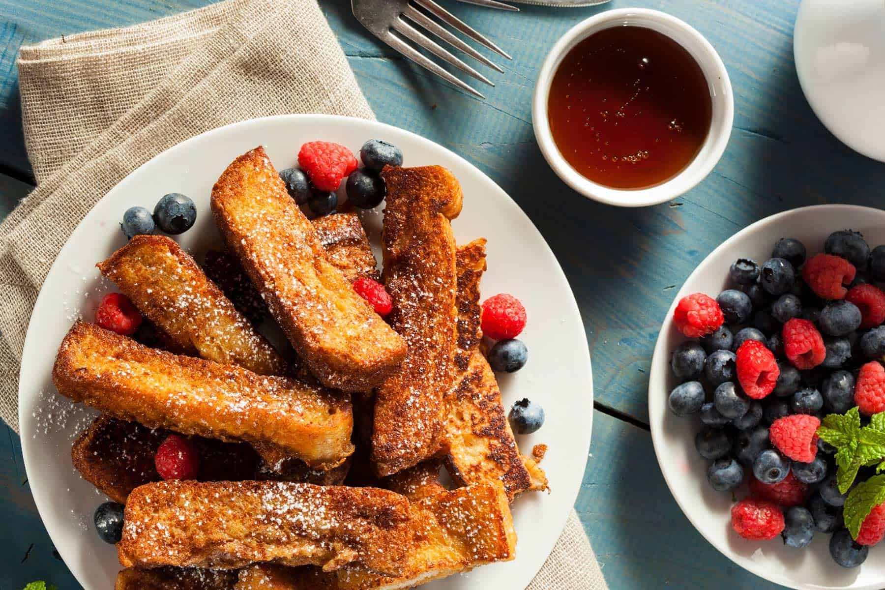 French toast sticks plated