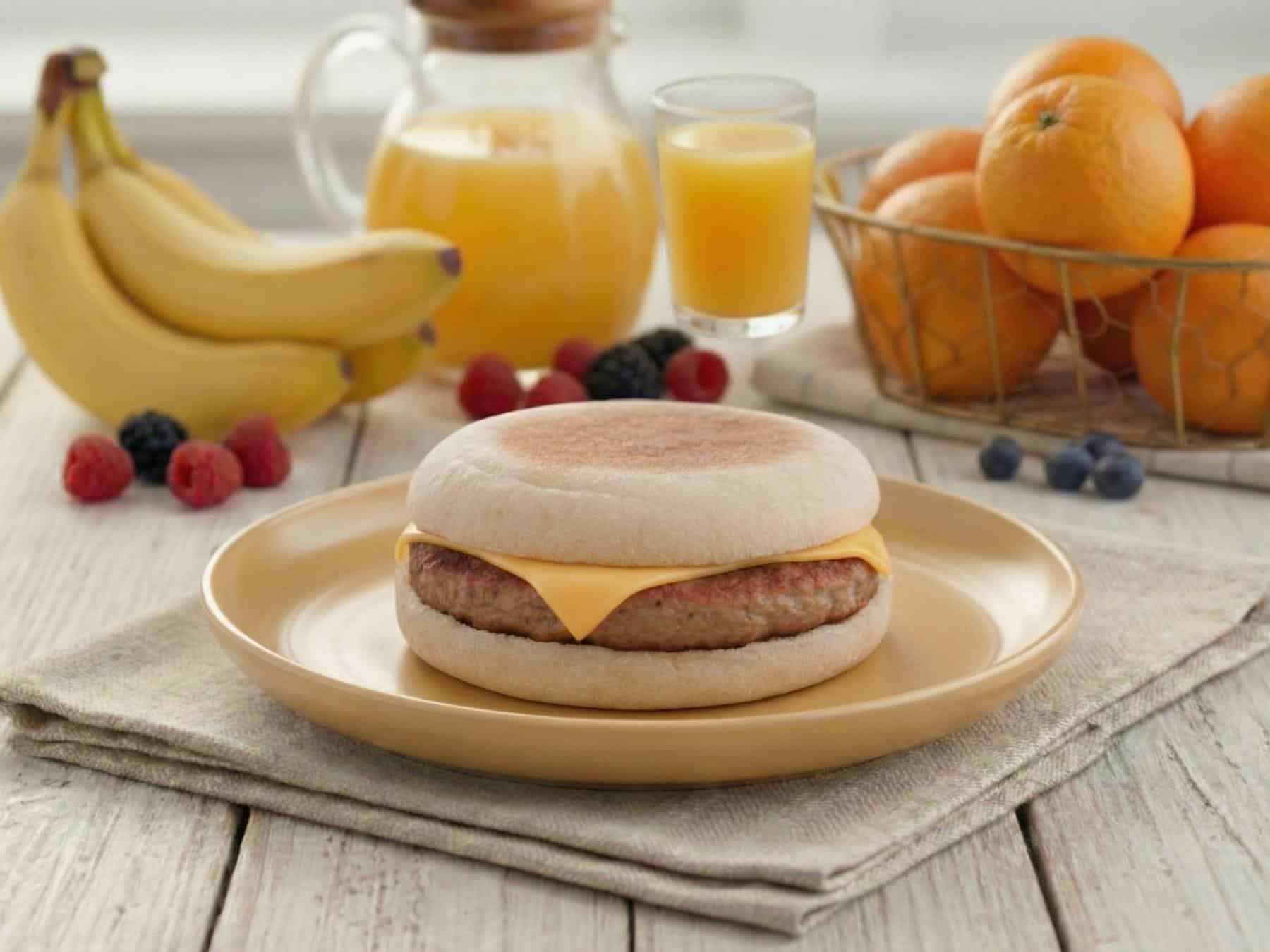 Pancake egg and cheese sandwich platform