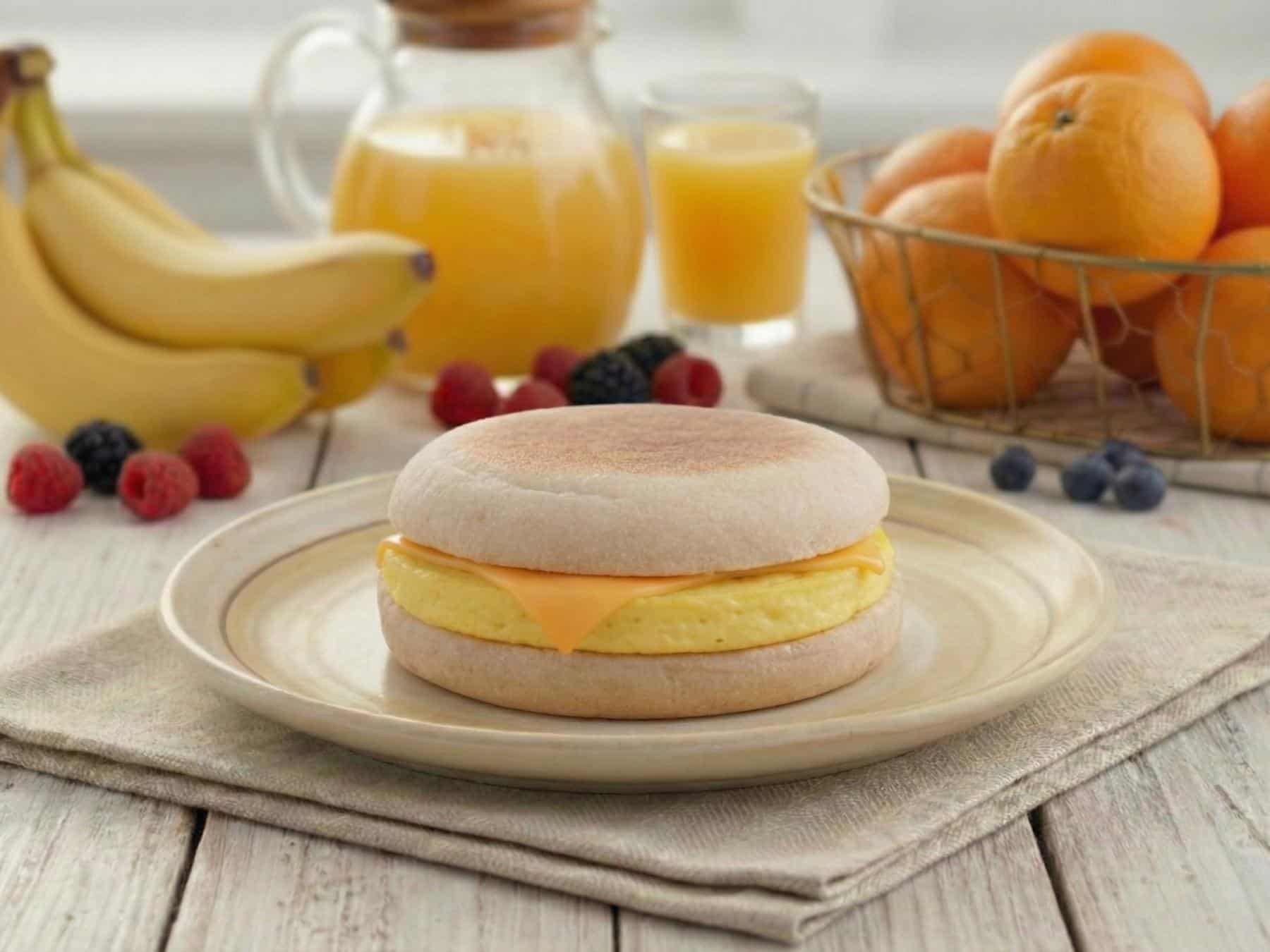 English muffin sandwich with turkey sausage and cheese